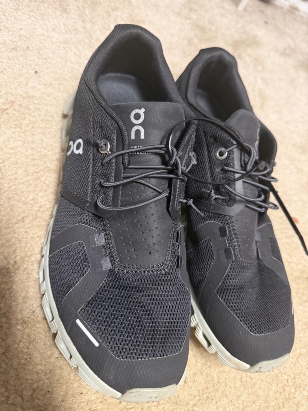 On Running Womens Black Mesh Athletic Sneakers with Light Sole